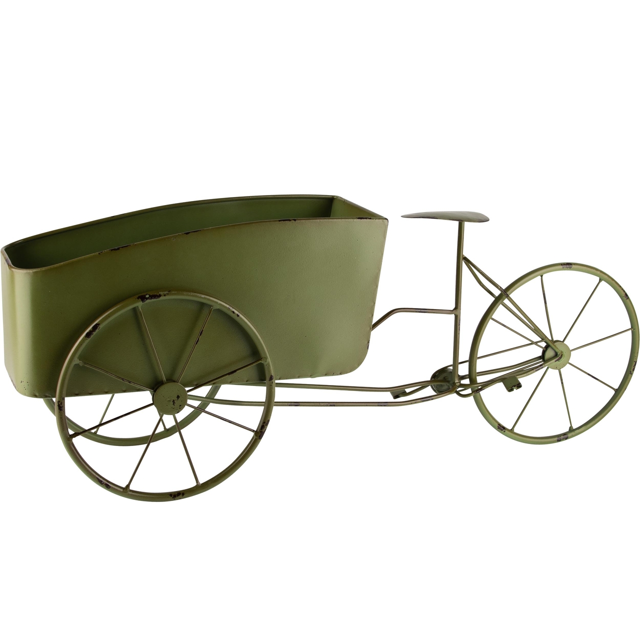 Dekoratief | Plantenhouder bakfiets, groen, metaal, 64x14x25cm | A240990