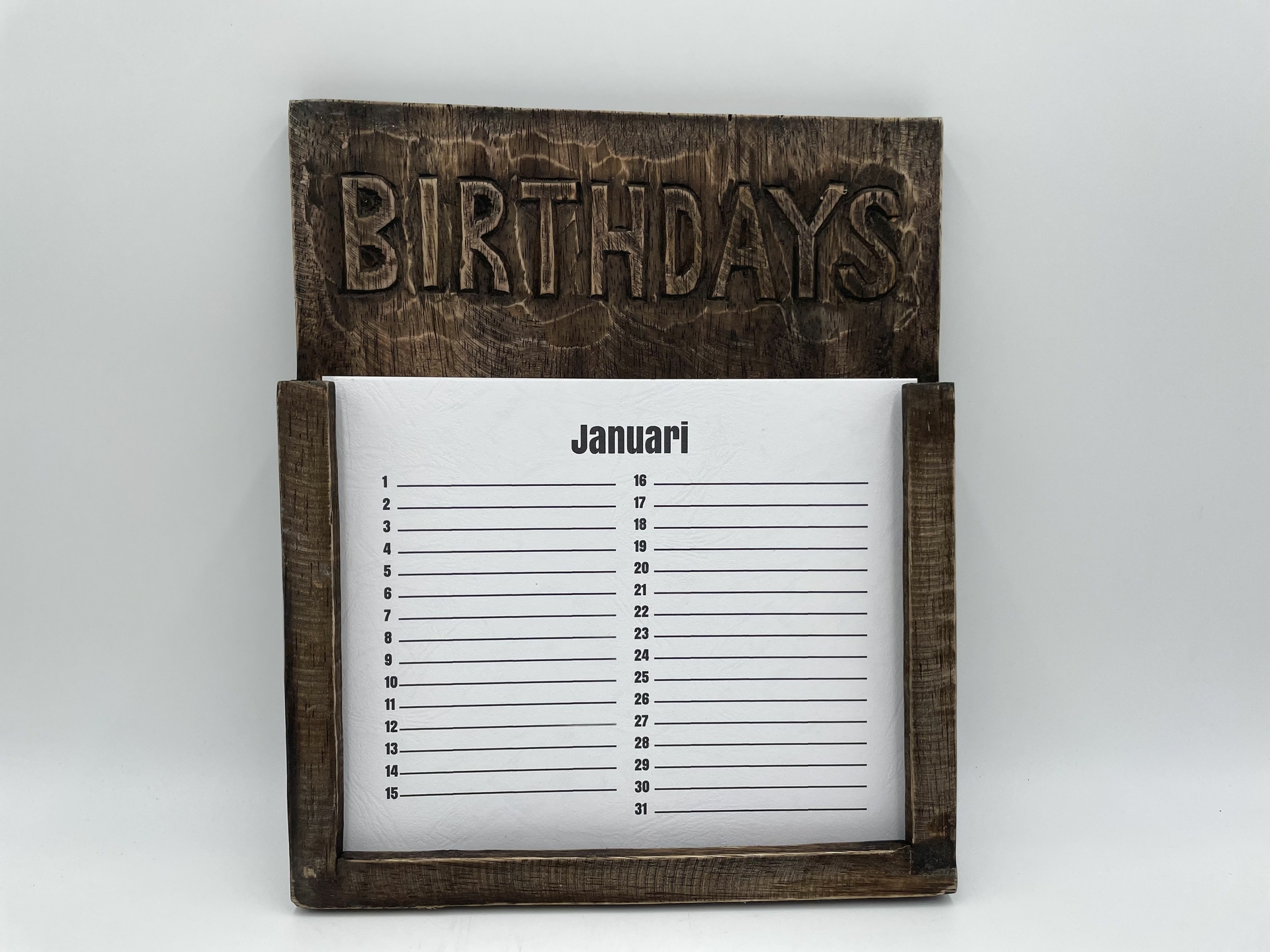 Kalender maand verjaardag vintage hout bruin 27 cm x 33 cm | Stoer & Sober | 184180 | Meraki Shop