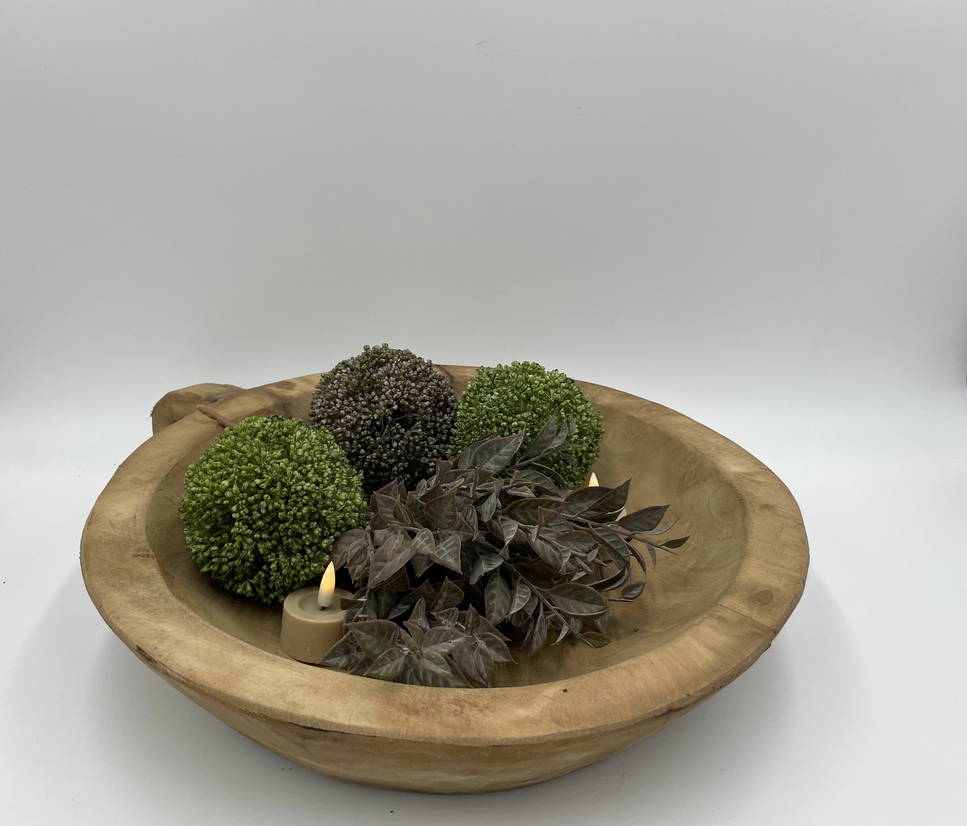 Decoratie schaal hout met oor / handvat rond bruin 47 x 37,5 | 827897 | Meraki Shop | Stoer & Sober Woonstijl