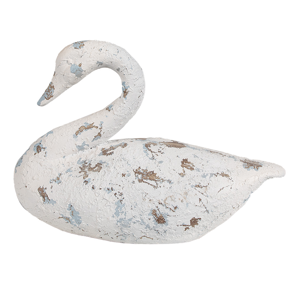 Clayre & Eef   | Decoratie Beeld Zwaan Wit Bruin 32x14x22 cm | 6PR5055