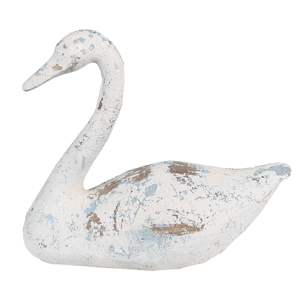 Clayre & Eef   | Decoratie Beeld Zwaan Wit Bruin 33x16x28 cm | 6PR5056