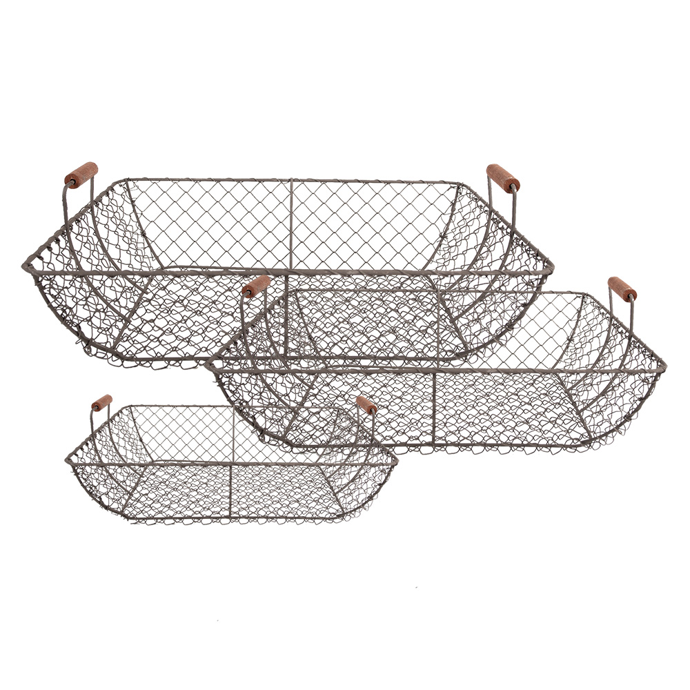 Clayre & Eef   | Manden Bruin (set van 3) 40x34x15 / 36x30x14 / 32x26x13 cm | 6Y5522