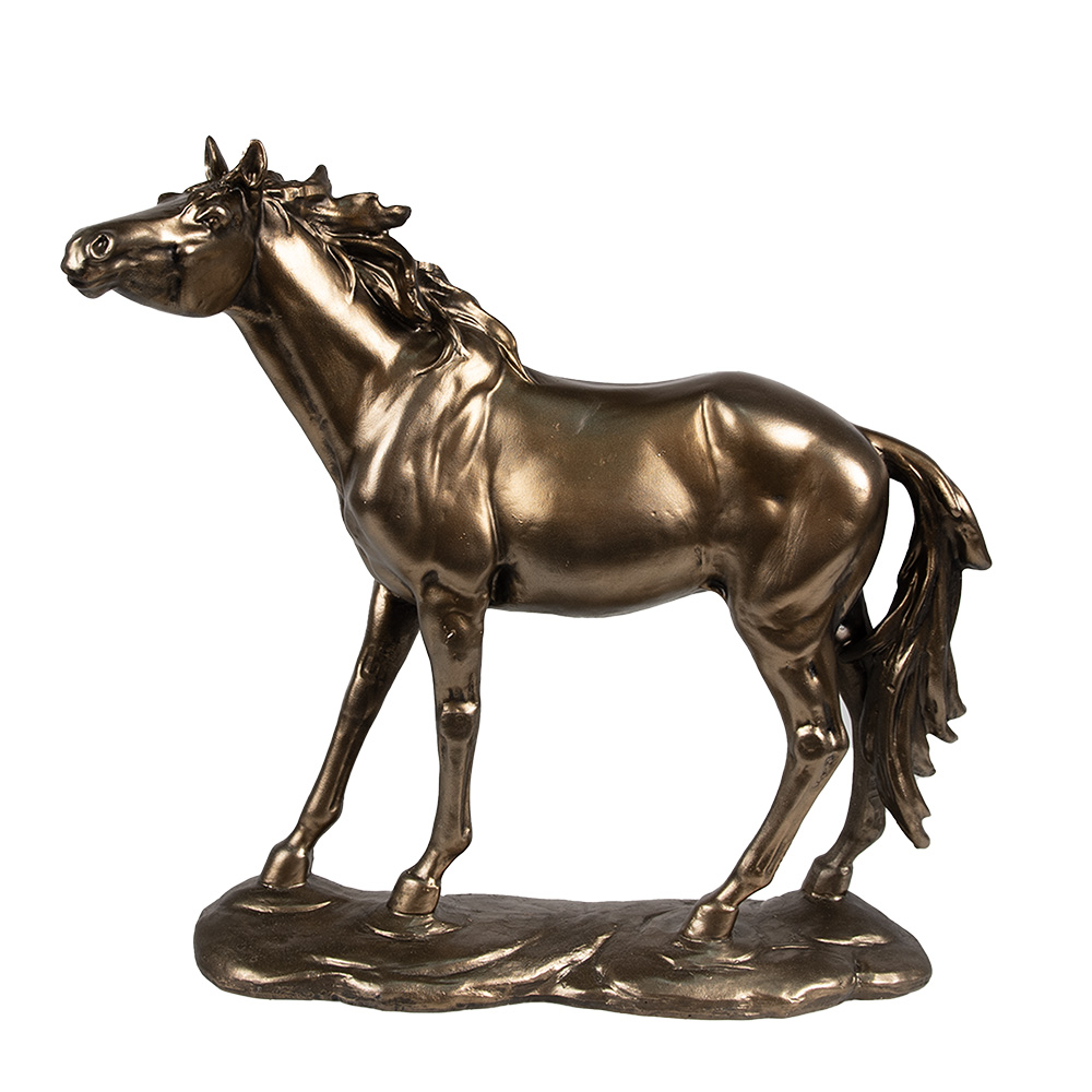 Clayre & Eef   | Decoratie Beeld Paard Bruin 34x10x32 cm | 6PR4080