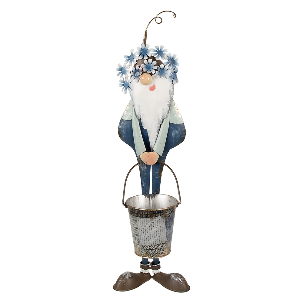 Clayre & Eef   | Decoratie Beeld Kabouter Blauw Wit 19x18x67 cm | 5Y1221