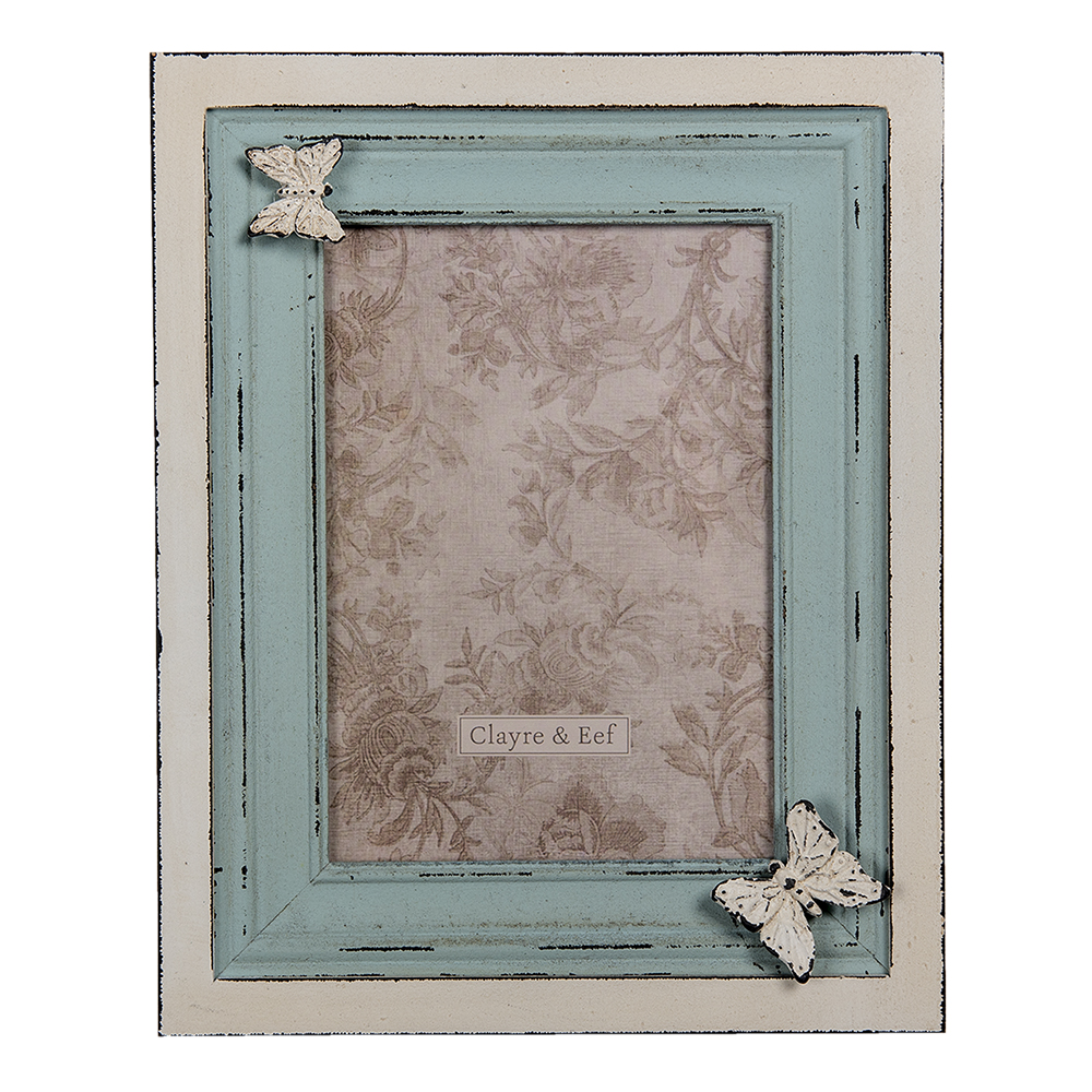 Clayre & Eef   | Fotolijst Blauw Beige 21x2x26 cm / 13x18 cm | 2F0884