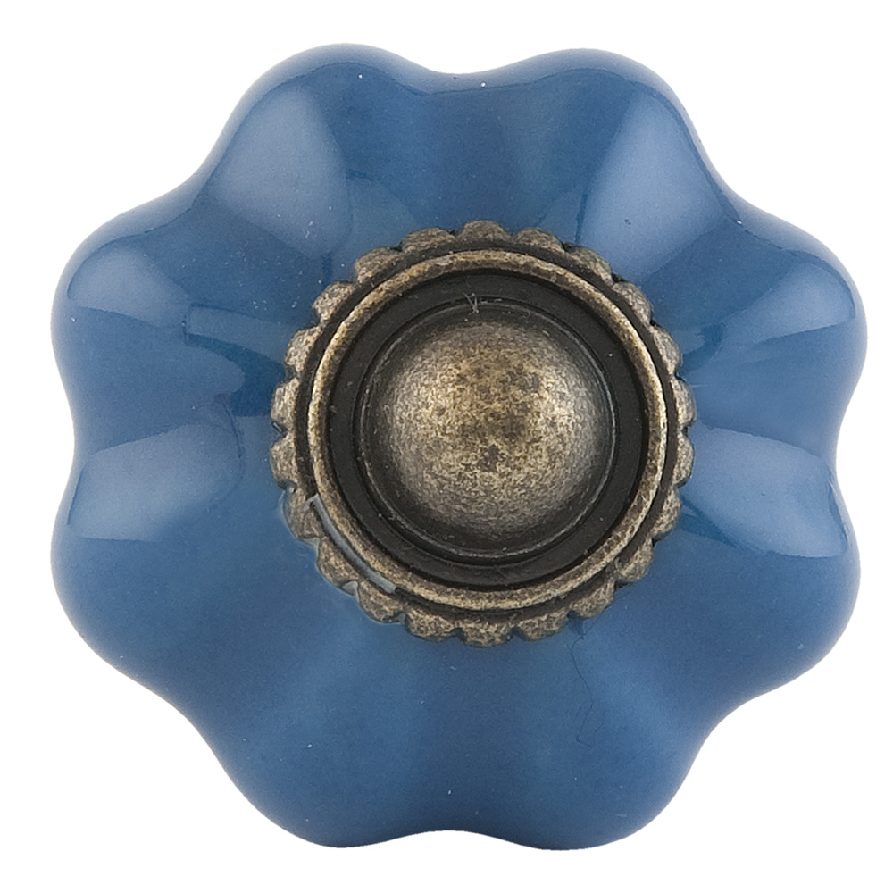 Clayre & Eef   | Deurknop Blauw Bruin ø 3x3 cm | 63499