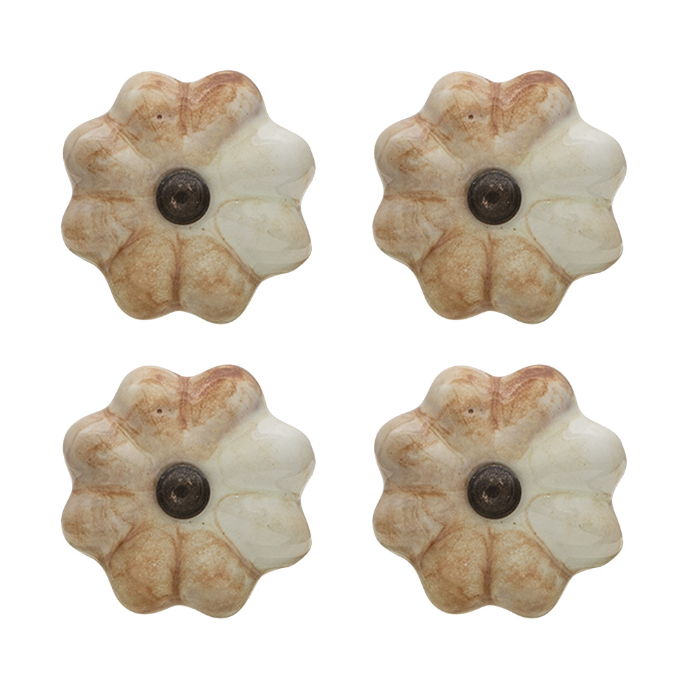 Clayre & Eef   | Deurknop Set van 4 Beige ø 4x3 cm | 64871