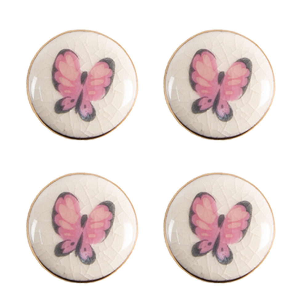 Clayre & Eef   | Deurknop set van 4 Roze Beige ø 3x1/4 cm | 65301