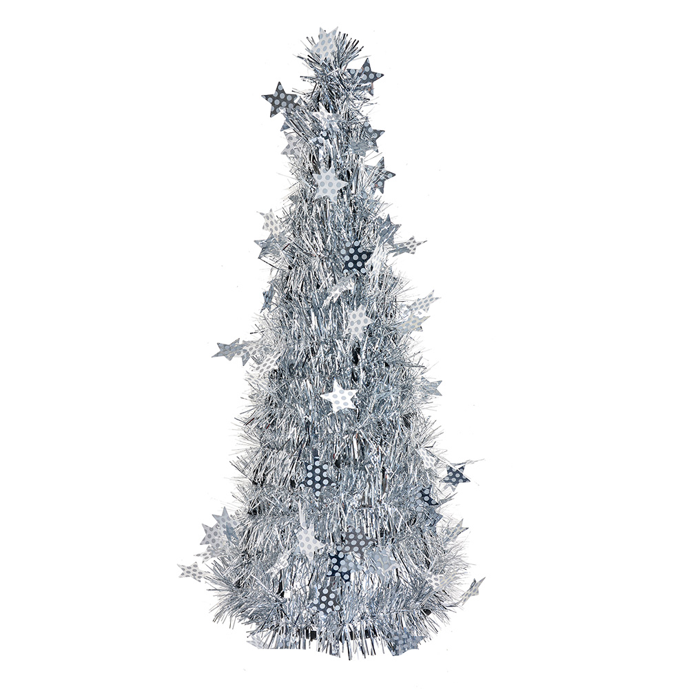 Clayre & Eef   | Kerstdecoratie Kerstboom Zilverkleurig ø 18x46 cm | 65538L