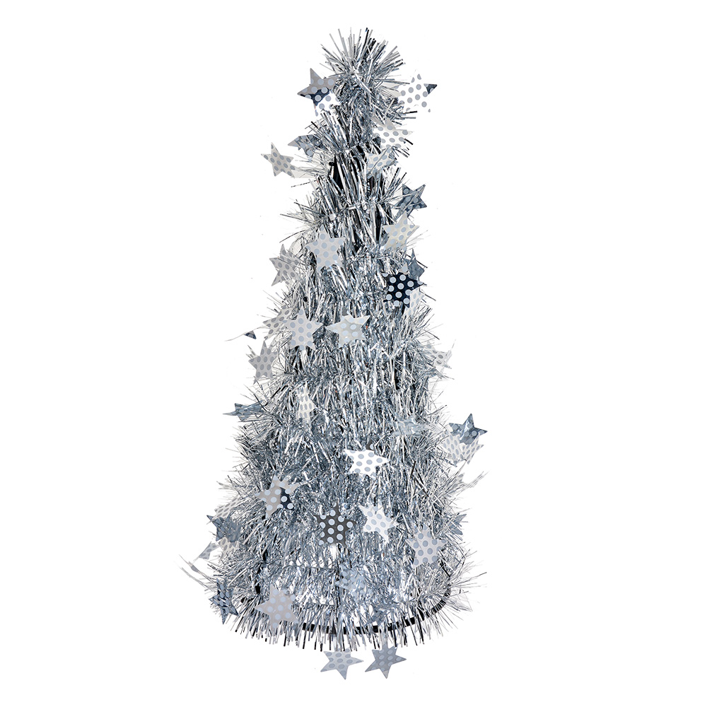 Clayre & Eef   | Kerstdecoratie Kerstboom Zilverkleurig ø 17x38 cm | 65538M