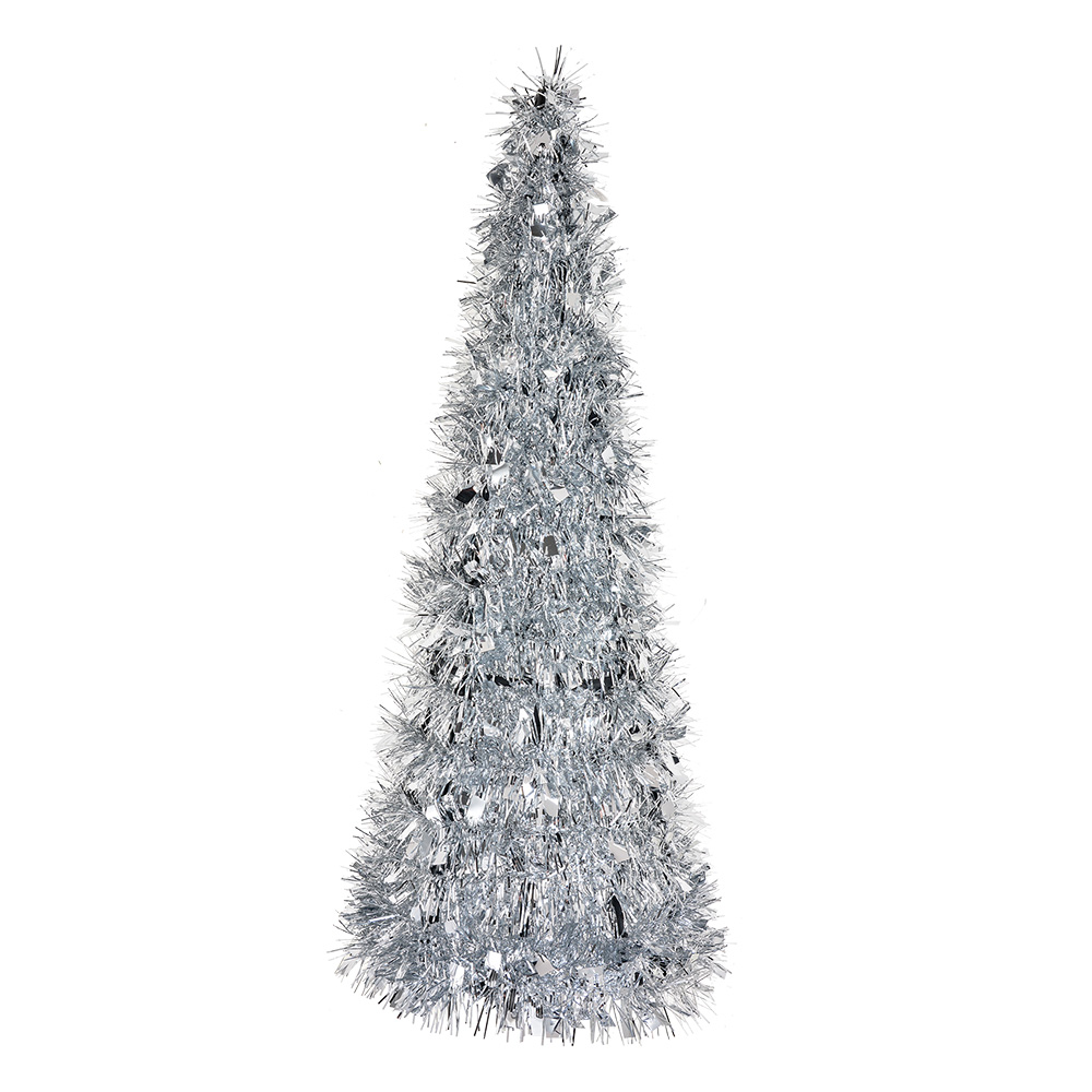 Clayre & Eef   | Kerstdecoratie Kerstboom Zilverkleurig ø 18x46 cm | 65541L