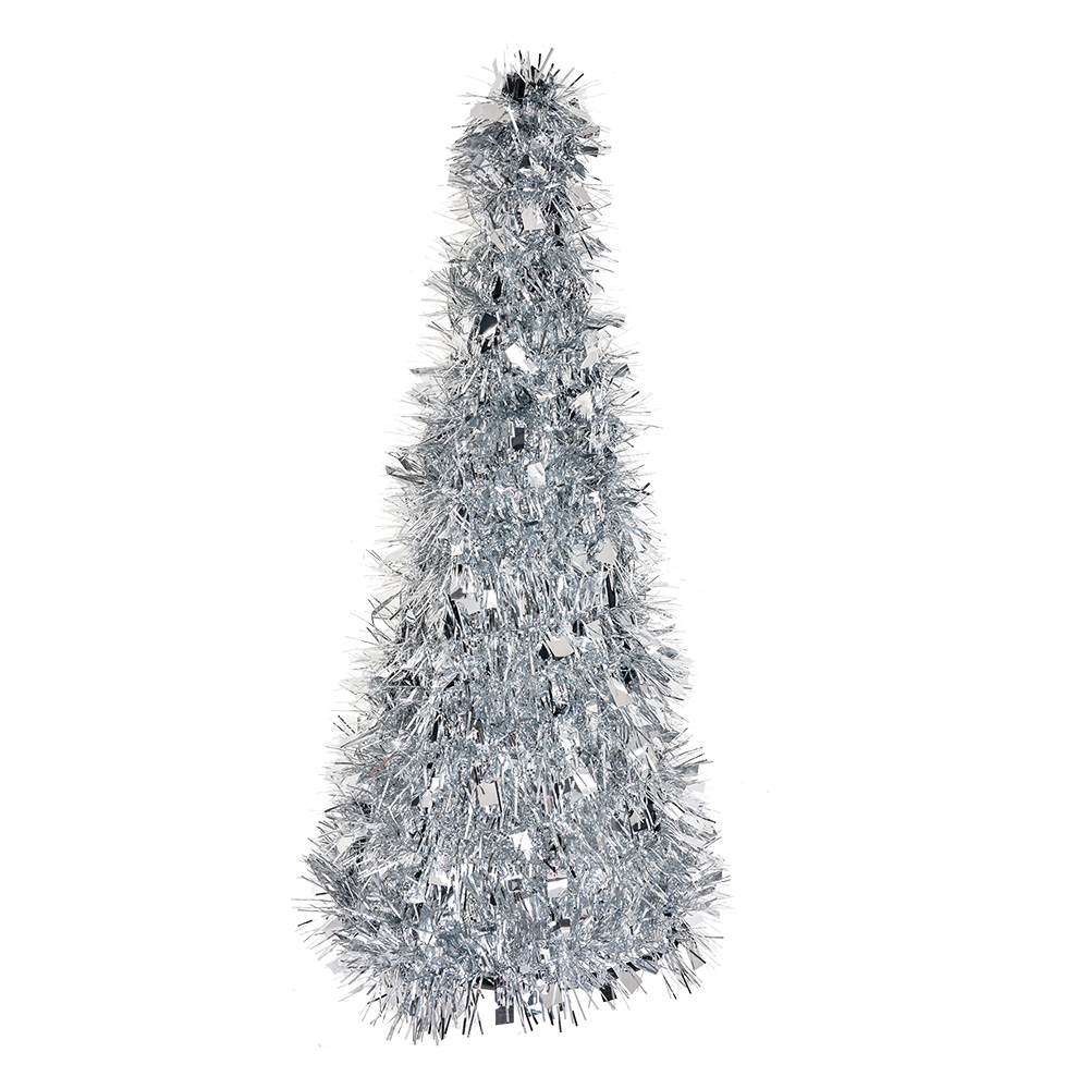 Clayre & Eef   | Kerstdecoratie Kerstboom Zilverkleurig ø 16x38 cm | 65541M