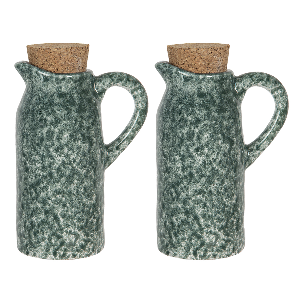 Clayre & Eef   | Olie en Azijnstel set van 2 Groen 8x6x14 cm | 6CE1239