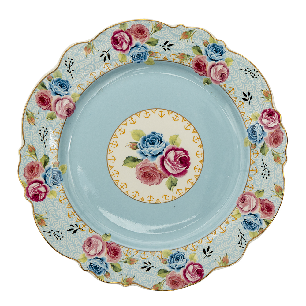 Clayre & Eef   | Servies Ontbijtbord Blauw ø 20x2 cm | 6CE1280