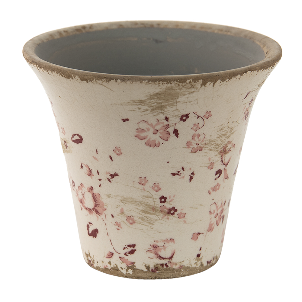 Clayre & Eef   | Bloempot Binnen Roze, Beige ø 12x11 cm | 6CE1418