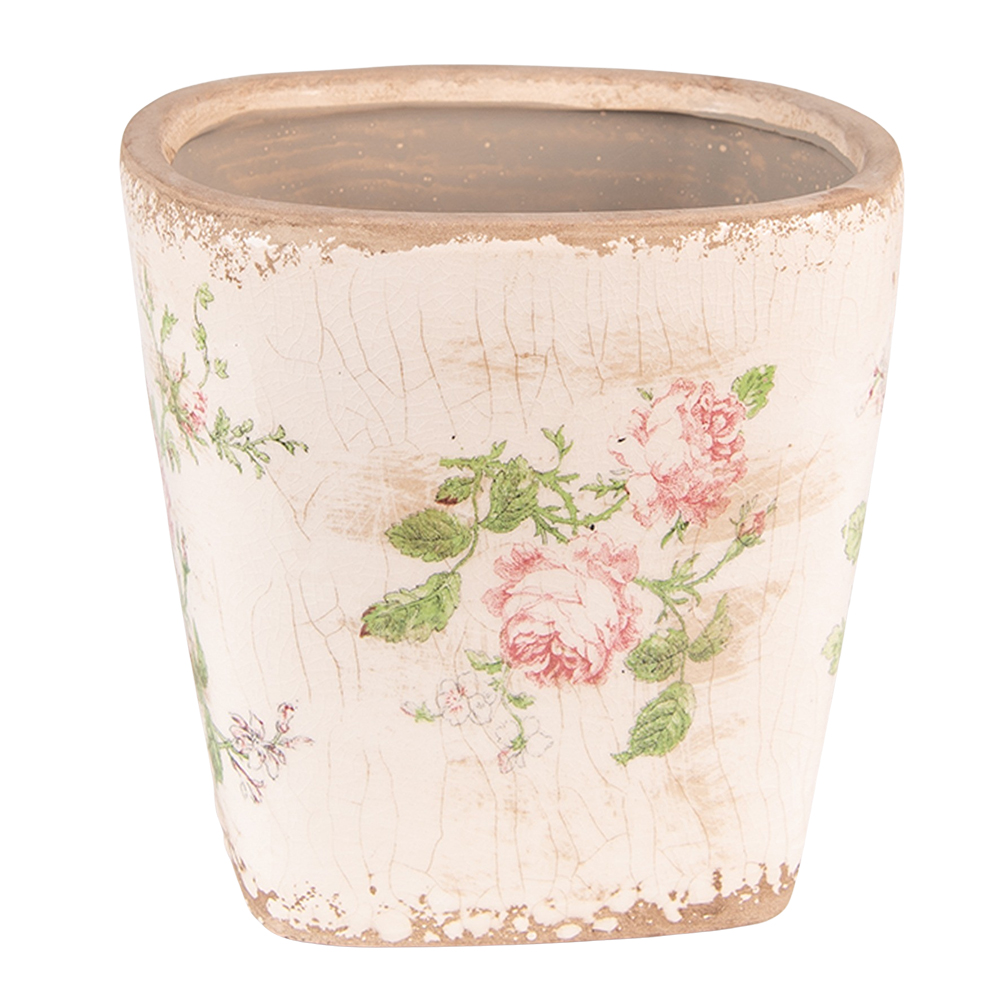 Clayre & Eef   | Bloempot Binnen Roze, Beige 16x16x16 cm | 6CE1540L