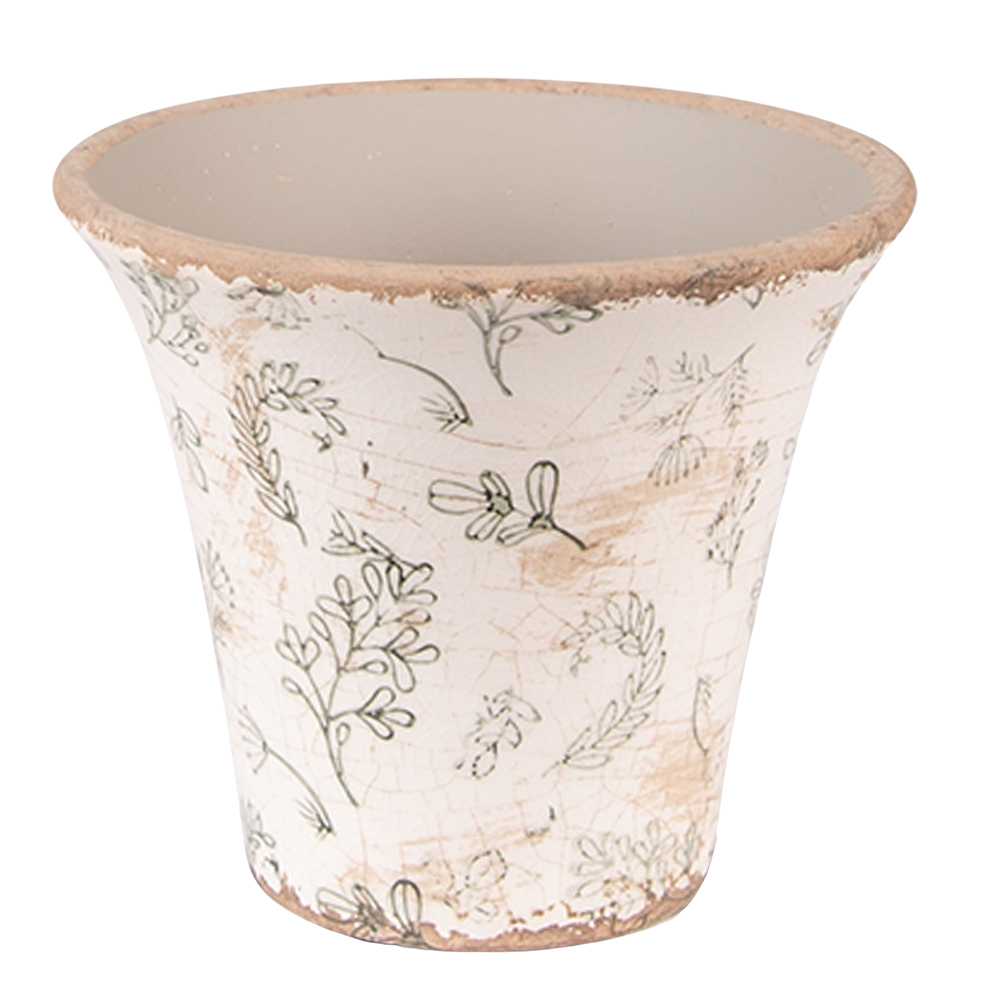 Clayre & Eef   | Bloempot Binnen Groen, Beige ø 12x11 cm | 6CE1548M