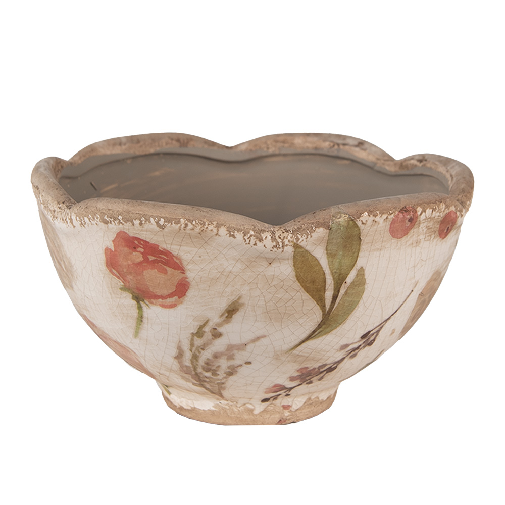 Clayre & Eef   | Bloempot Binnen Beige Roze ø 16x9 cm | 6CE1626S