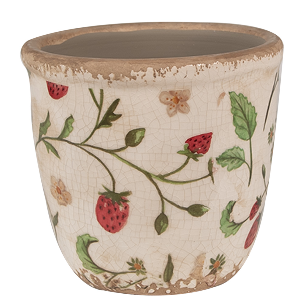 Clayre & Eef   | Bloempot Binnen Beige, Rood ø 11x10 cm | 6CE1631XS