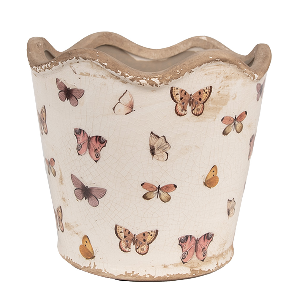 Clayre & Eef   | Bloempot Binnen Beige Roze ø 16x15 cm | 6CE1664M