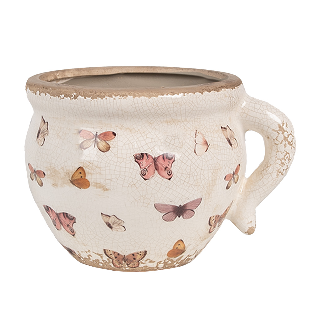 Clayre & Eef   | Bloempot Binnen Beige Roze 17x14x12 cm | 6CE1665M