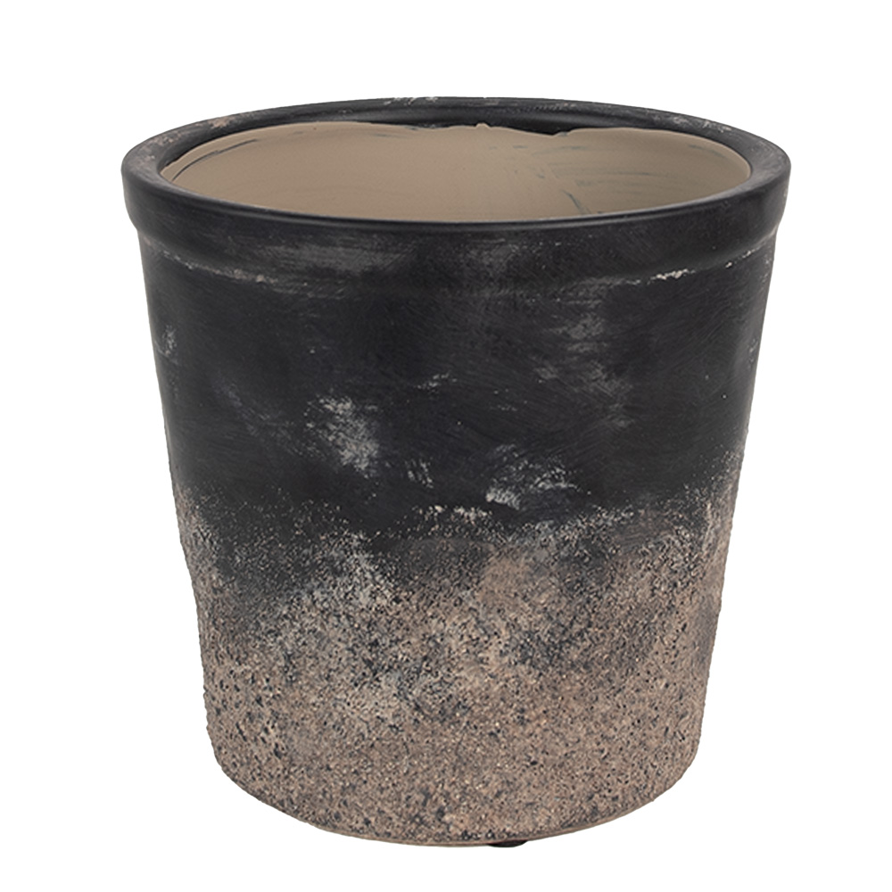 Clayre & Eef   | Bloempot Binnen Zwart Bruin ø 17x16 cm | 6CE1719L