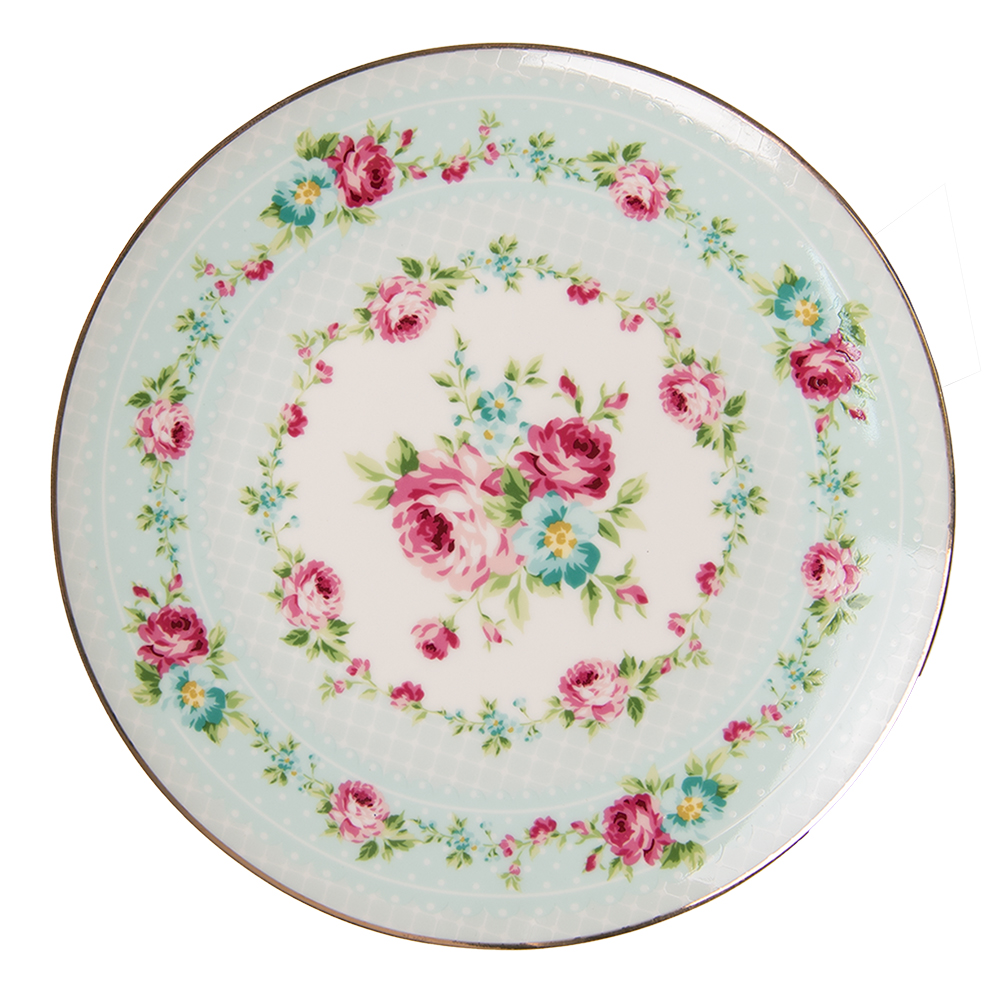 Clayre & Eef   | Servies Ontbijtbord Groen, Wit ø 21x2 cm | 6CEDP0128