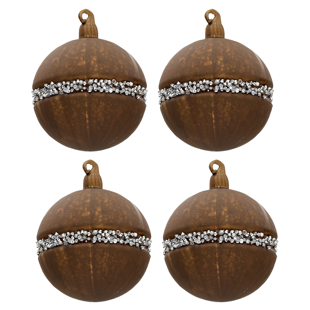 Clayre & Eef   | Kerstballen Set van 4 Bruin ø 8x8 cm | 6GL3271