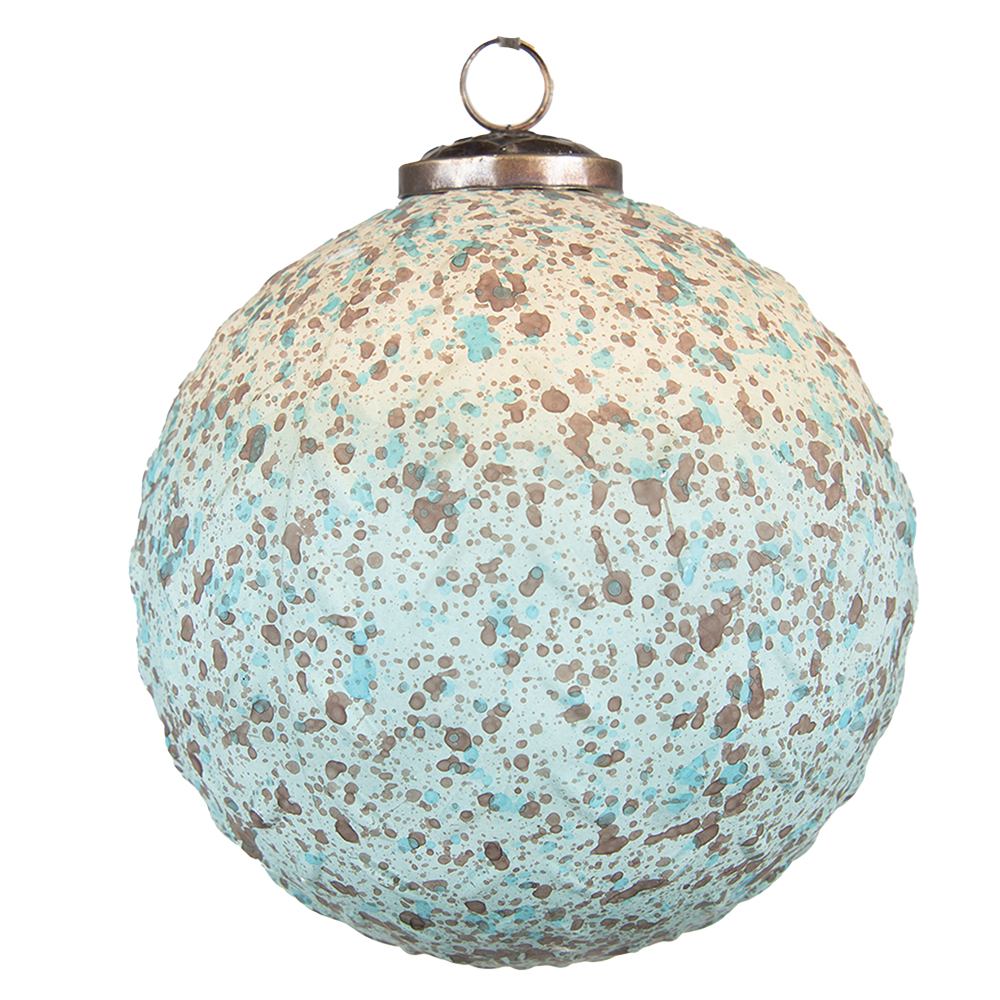 Clayre & Eef   | Kerstbal XL Bruin, Turquoise ø 15x15 cm | 6GL3721