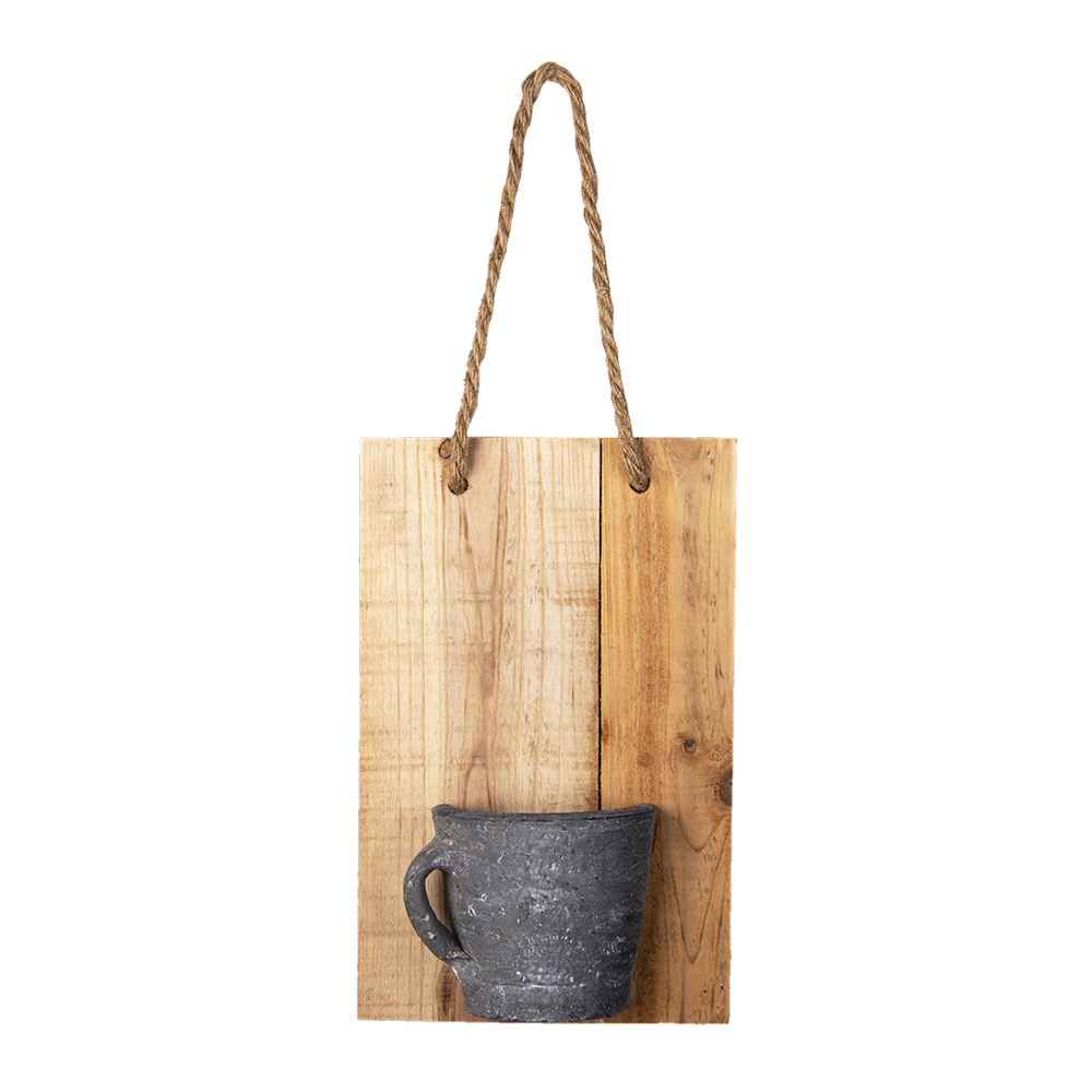 Clayre & Eef   | Decoratie Broodplank met Vaas Bruin 18x11x28 cm | 6H2045