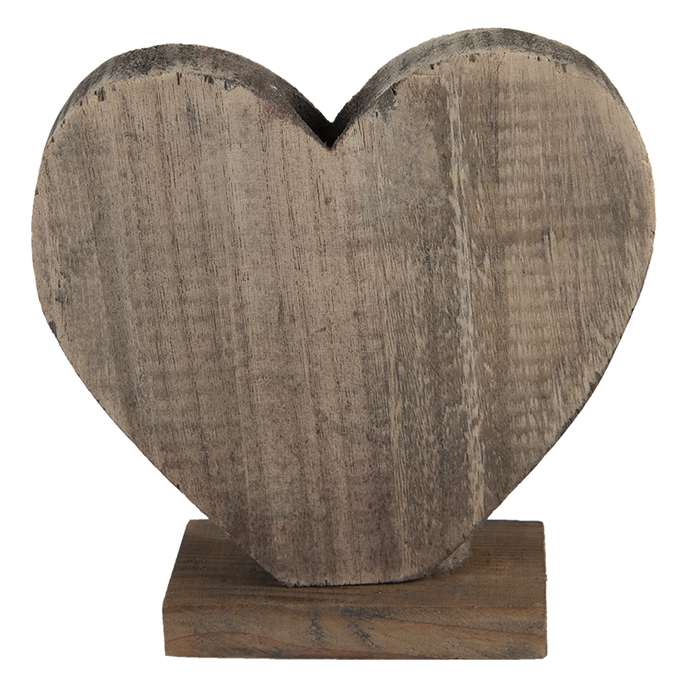 Clayre & Eef   | Decoratie Beeld Hart Bruin 19x7x19 cm | 6H2137