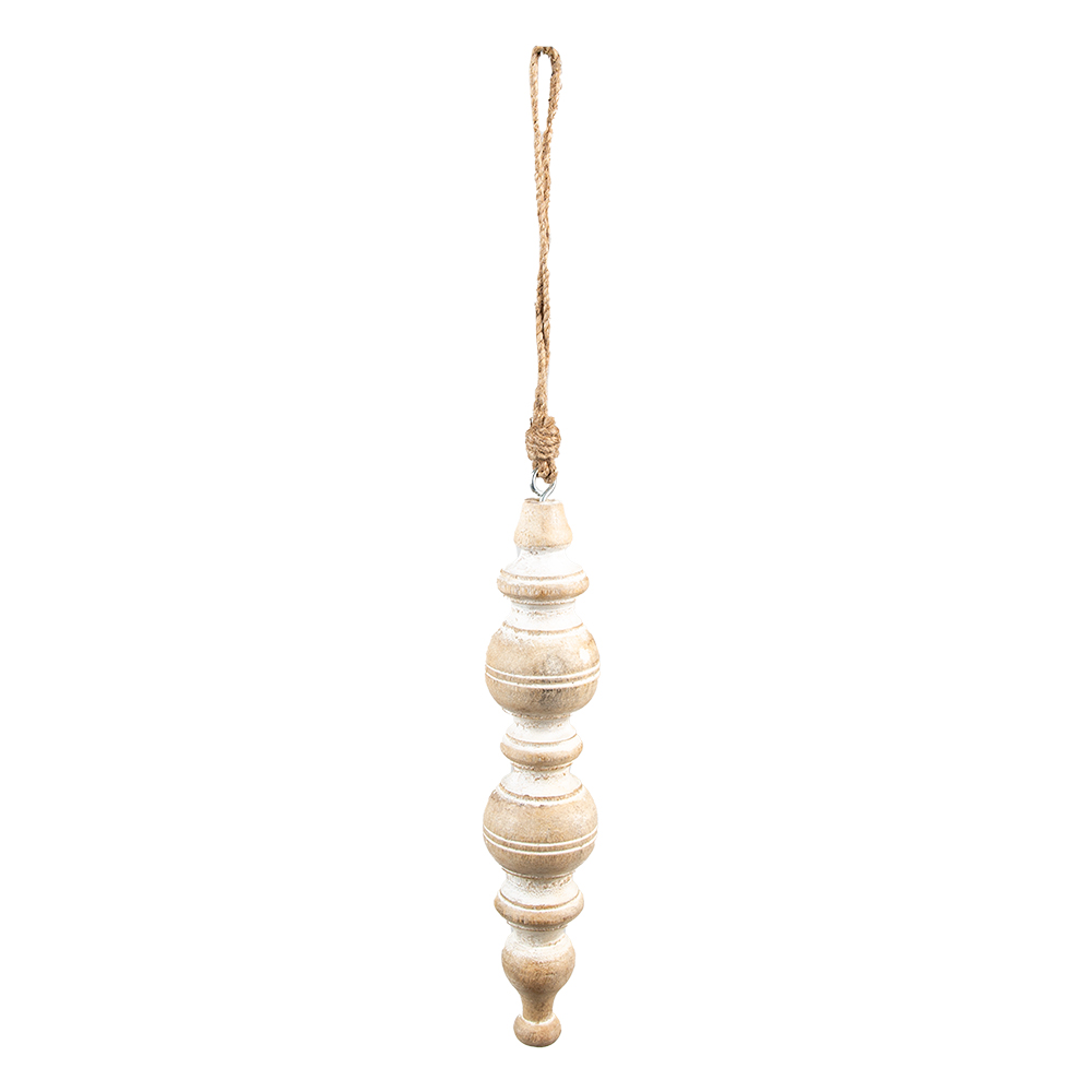 Clayre & Eef   | Decoratie Hanger Beige, Wit ø 5x19 cm | 6H2239