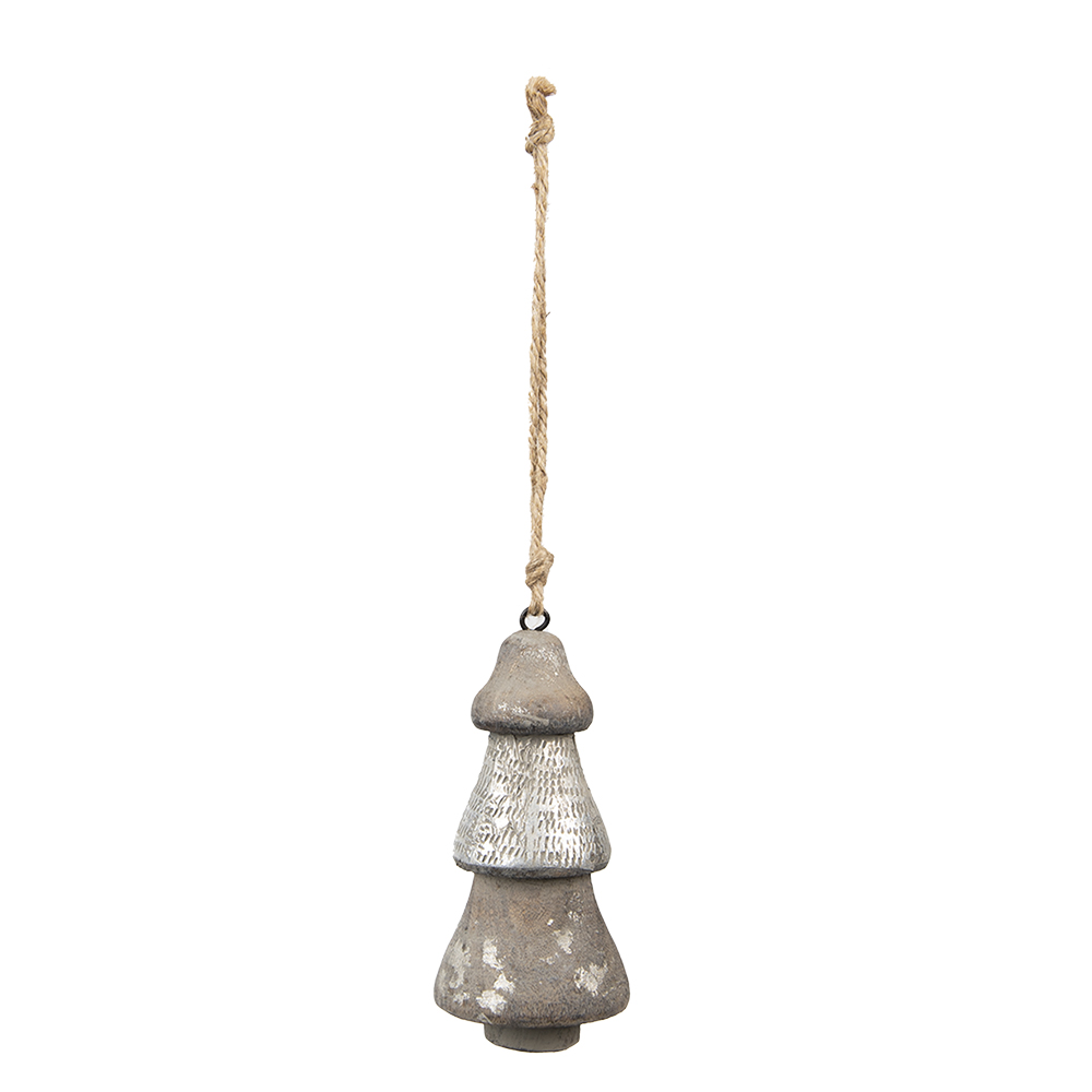 Clayre & Eef   | Decoratie Kerstboom Zilverkleurig Grijs ø 6x13 cm | 6H2297