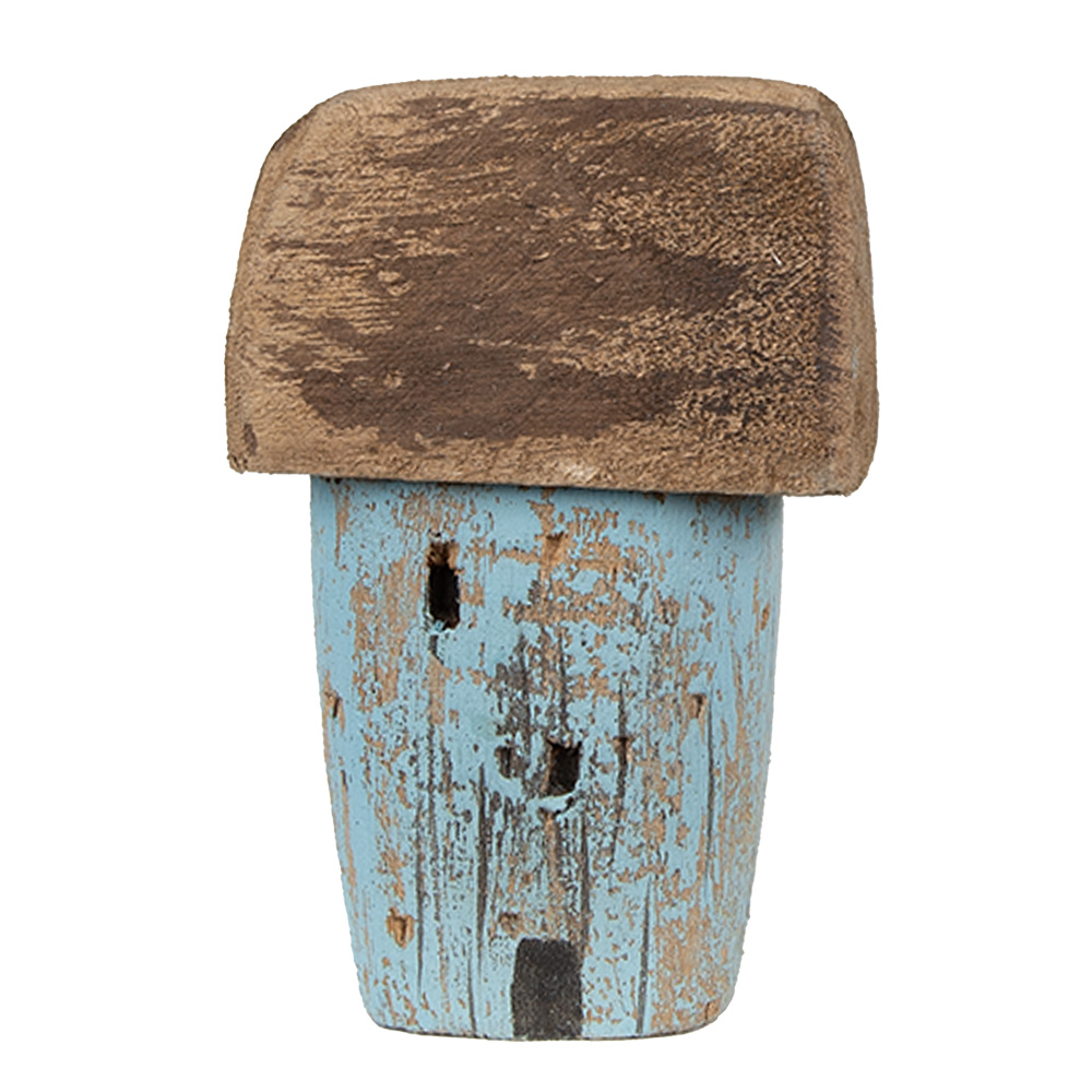 Clayre & Eef   | Decoratie Huisje Blauw Bruin 6x4x10 cm | 6H2338