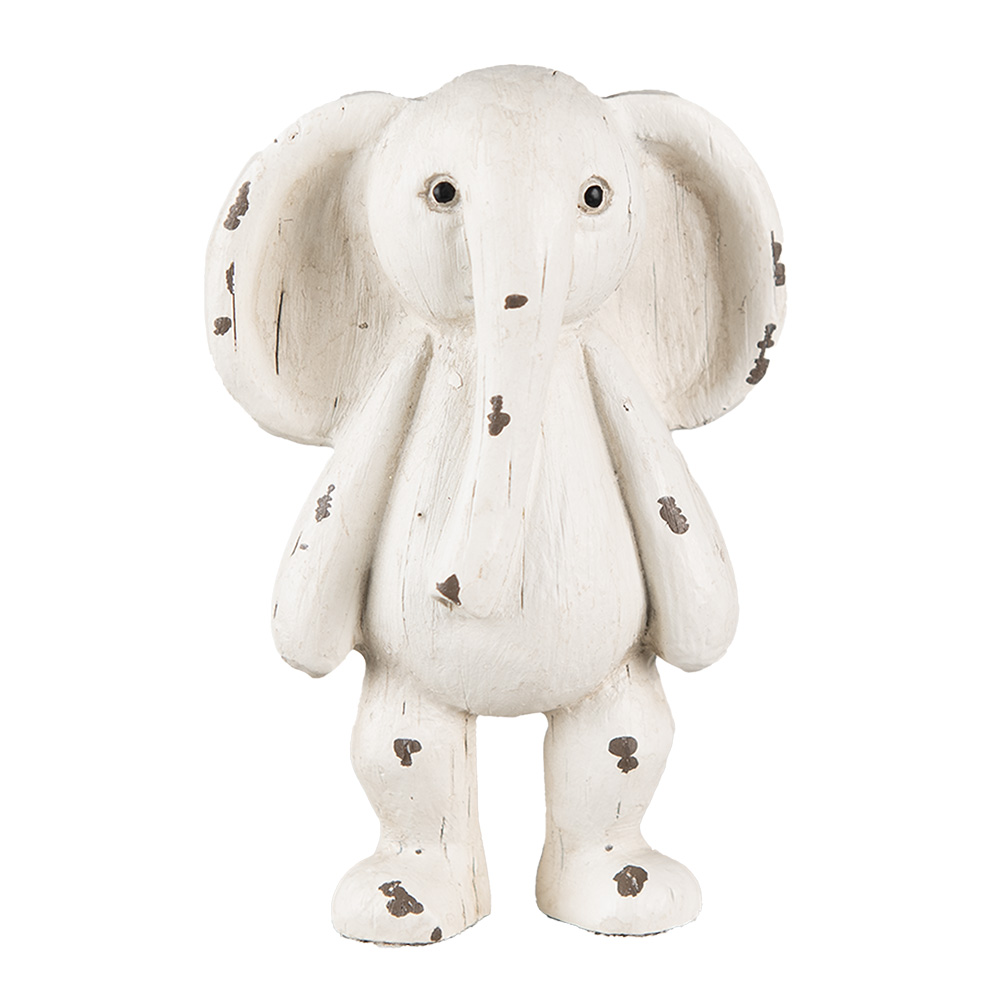 Clayre & Eef   | Decoratie Beeld Olifant Beige, Bruin 6x4x10 cm | 6PR3640