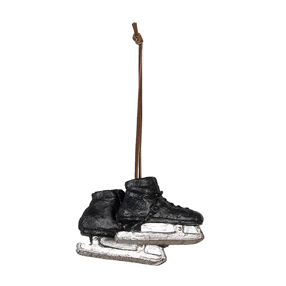 Clayre & Eef   | Hanger schaatsen Zwart, Zilverkleurig 10x4x6 cm | 6PR3916