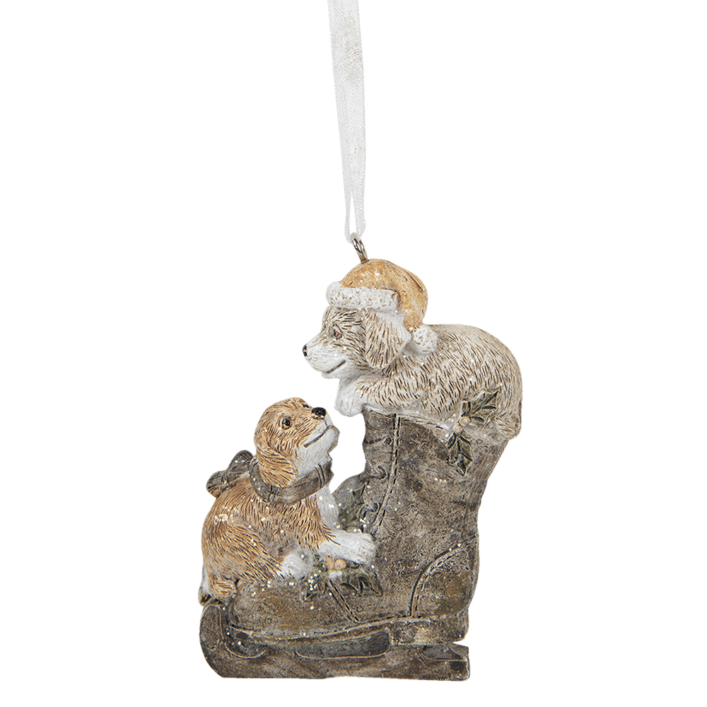 Clayre & Eef   | Decoratie Hanger Hond Bruin 6x2x8 cm | 6PR4641