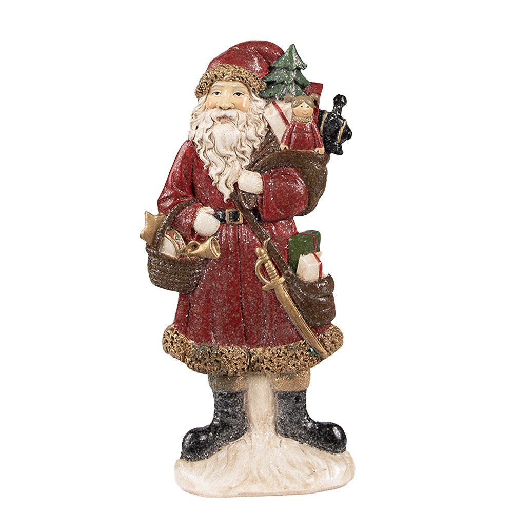 Clayre & Eef   | Kerstdecoratie Beeld Kerstman Rood 12x4x24 cm | 6PR4926