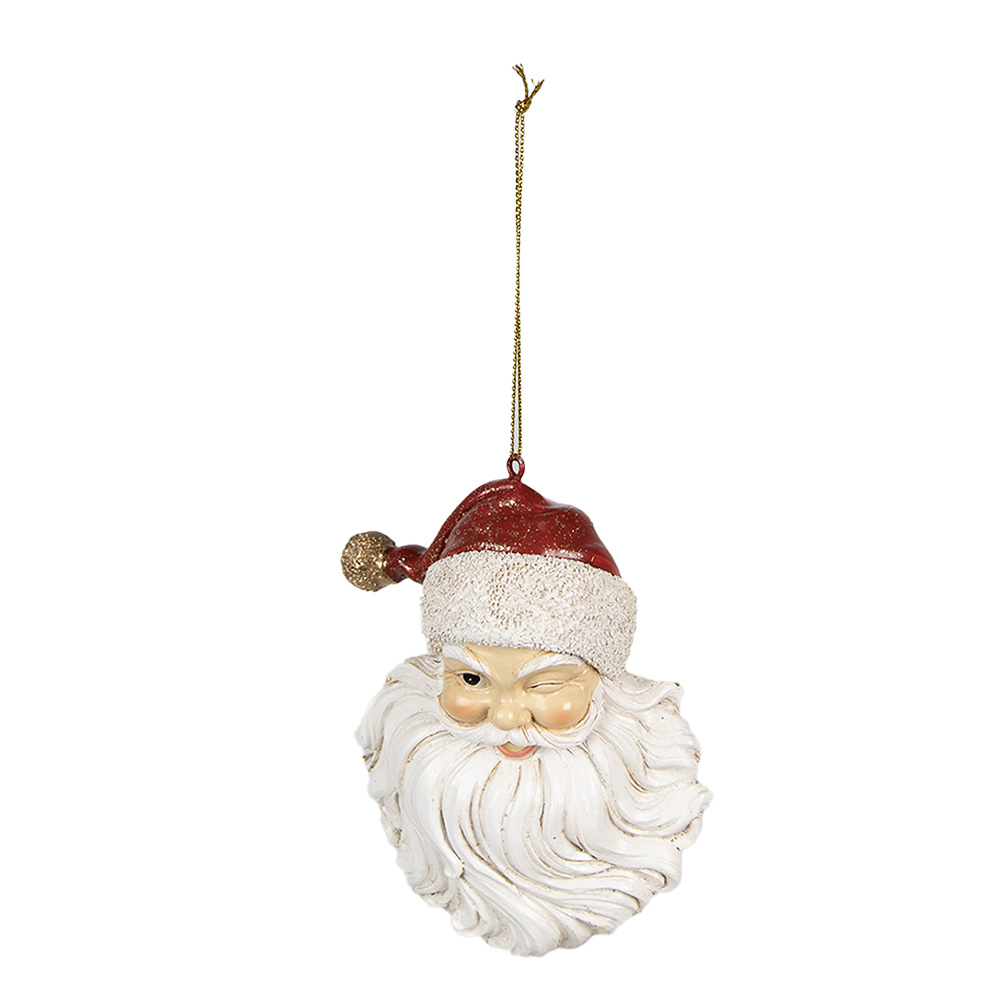 Clayre & Eef   | Decoratie hanger kerstman Wit Rood 8x5x12 cm | 6PR4930