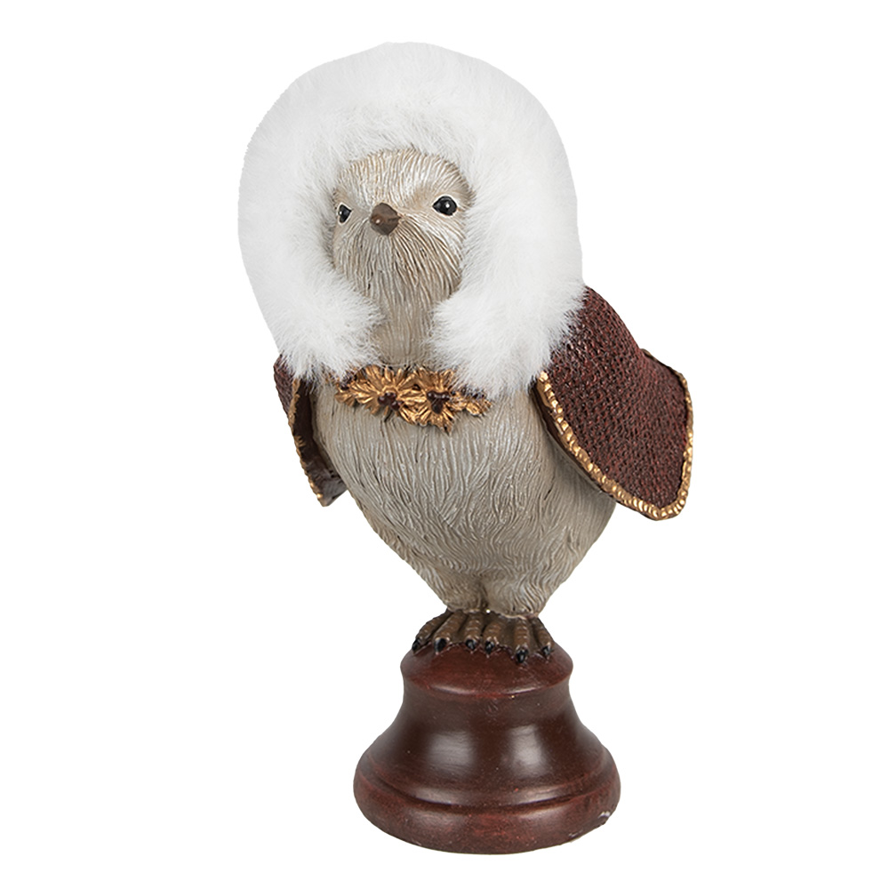 Clayre & Eef   | Decoratie beeld Vogel Rood Grijs 12x7x14 cm | 6PR4944