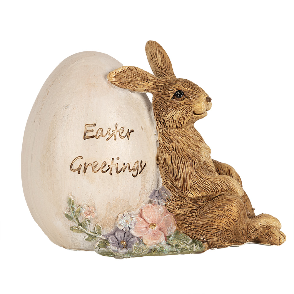 Clayre & Eef   | Decoratie Beeld Konijn Bruin Wit 12x7x9 cm | 6PR5006