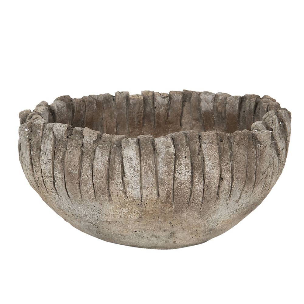 Clayre & Eef   | Bloempot Binnen Grijs, Bruin ø 20x11 cm | 6TE0292S