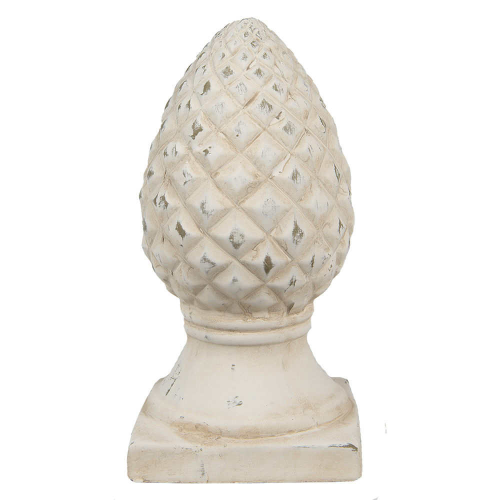 Clayre & Eef   | Decoratie Beeld Dennenappel Beige ø 14x28 cm | 6TE0397