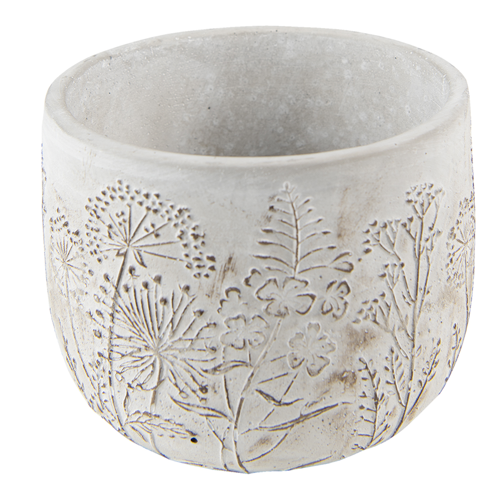 Clayre & Eef   | Bloempot Binnen Grijs, Beige ø 14x11 cm | 6TE0403S