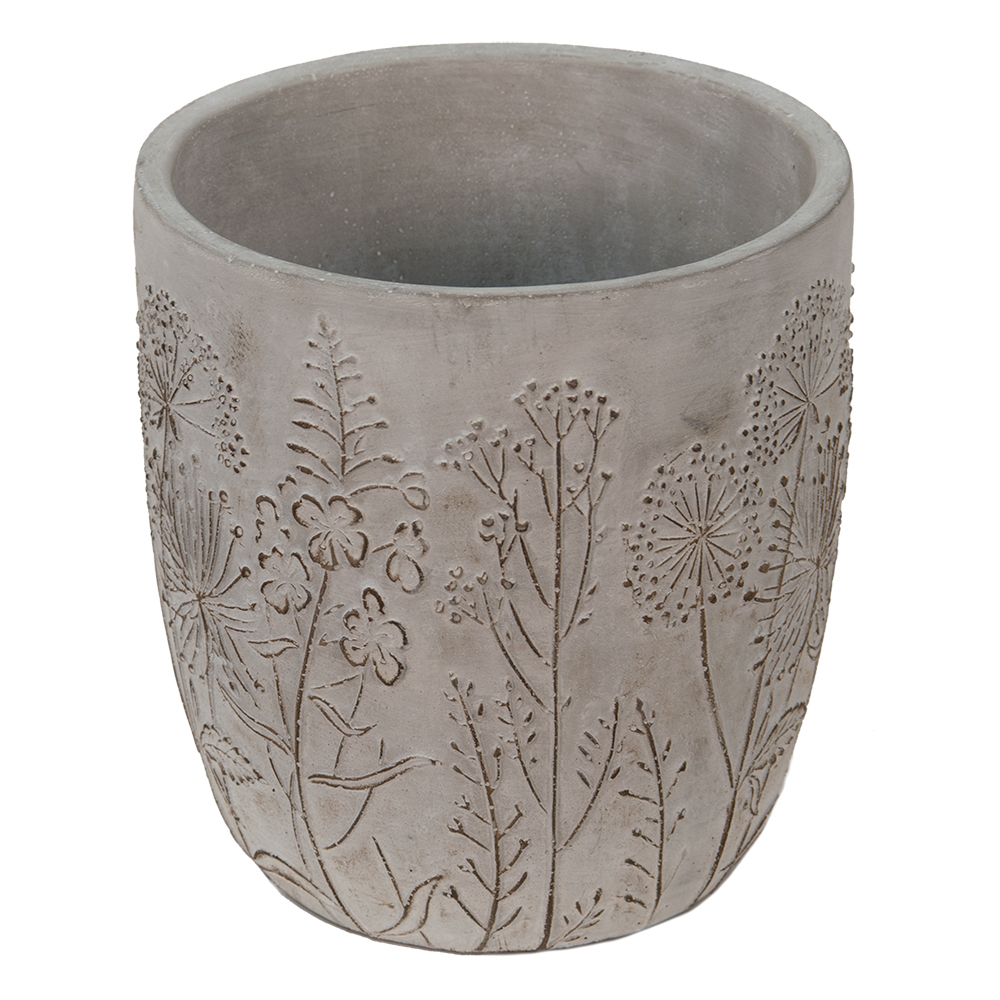 Clayre & Eef   | Bloempot Binnen Grijs, Beige ø 16x18 cm | 6TE0404M