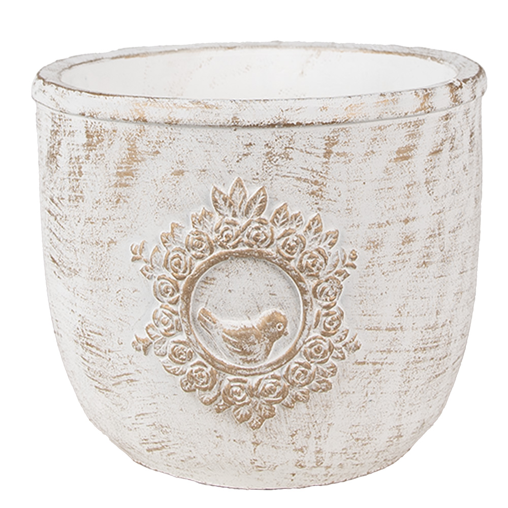 Clayre & Eef   | Bloempot Wit ø 17x14 cm | 6TE0513M