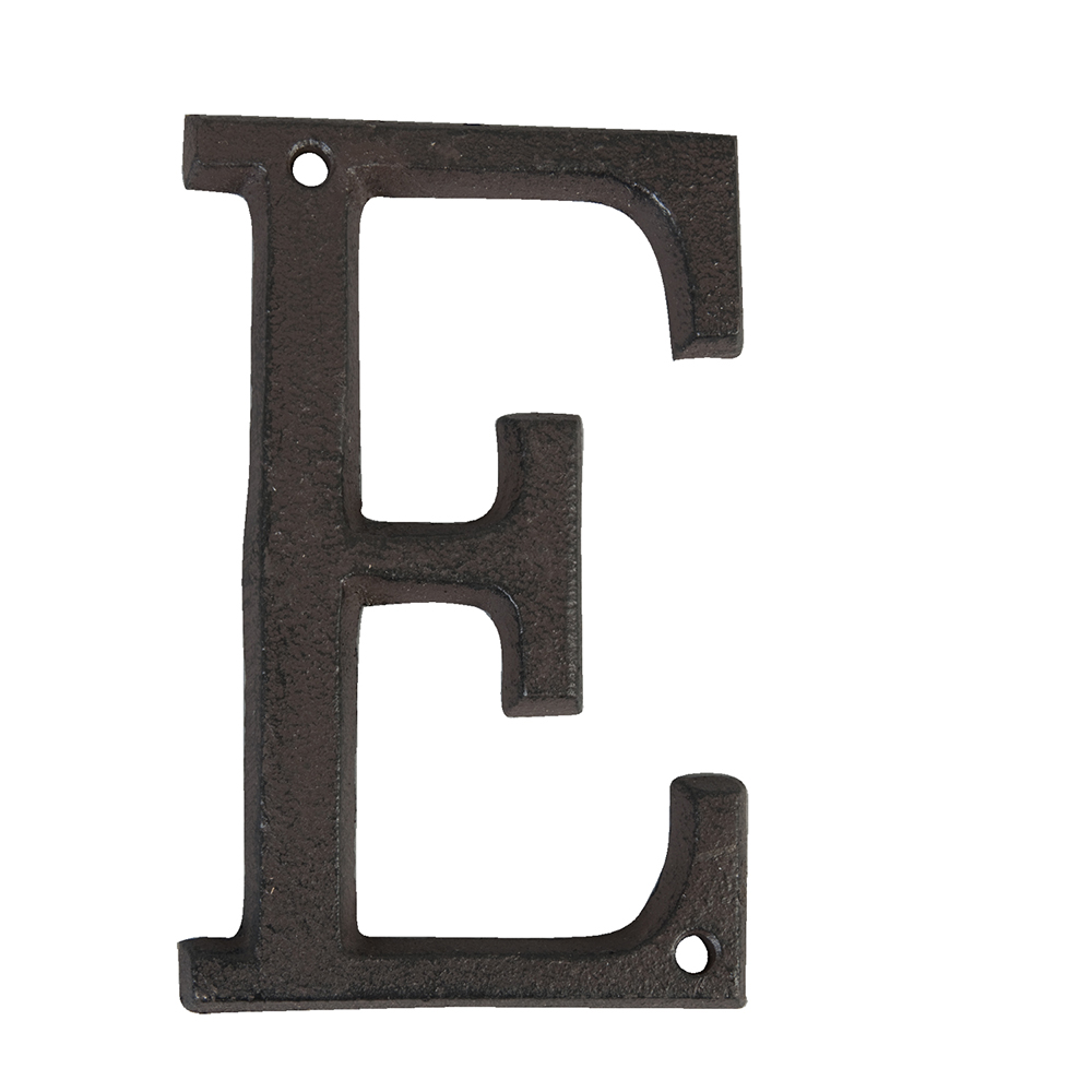 Clayre & Eef   | IJzeren Letter E Bruin 8x1x13 cm | 6Y0840-E