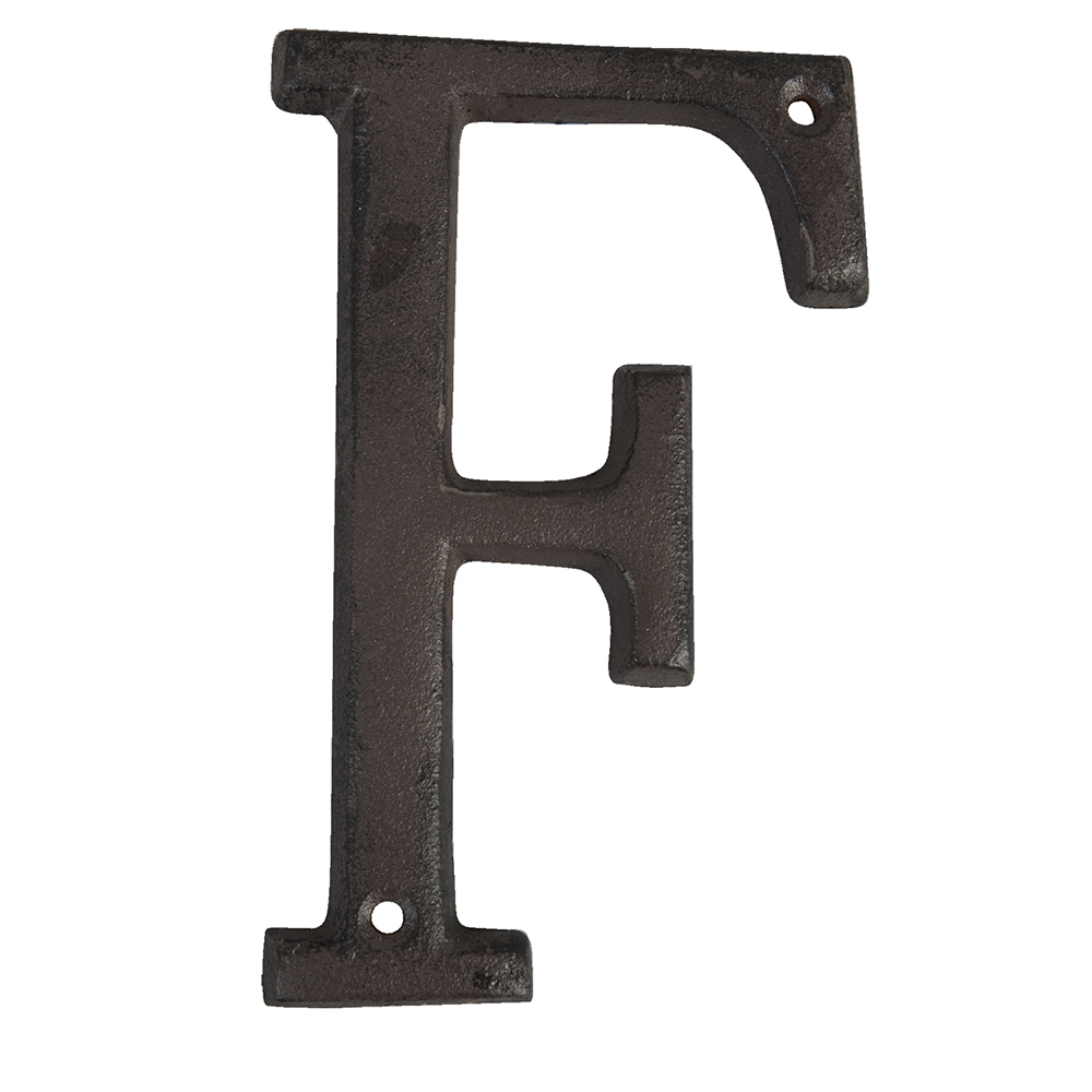 Clayre & Eef   | IJzeren Letter F Bruin 8x1x13 cm | 6Y0840-F