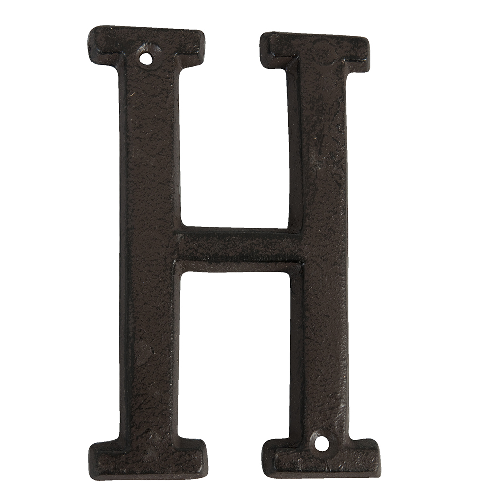 Clayre & Eef   | IJzeren Letter H Bruin 8x1x13 cm | 6Y0840-H