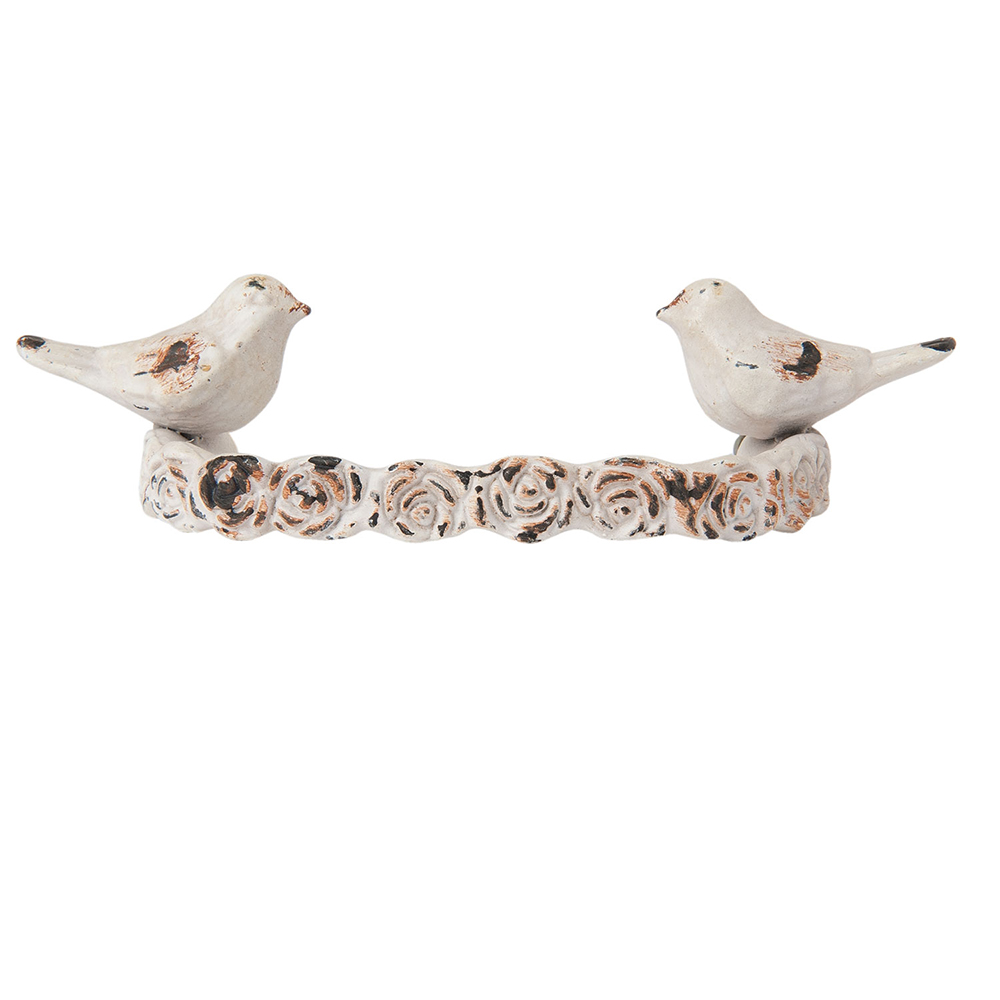 Clayre & Eef   | Handgreep Vogel Wit 13x8x3 cm | 6Y2333